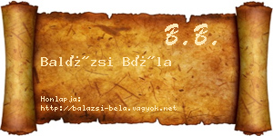 Balázsi Béla névjegykártya